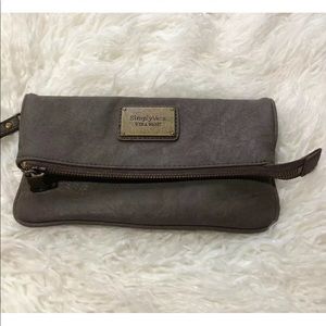 Simply Vera Wang Grey Clutch Wristlet Faux Leather